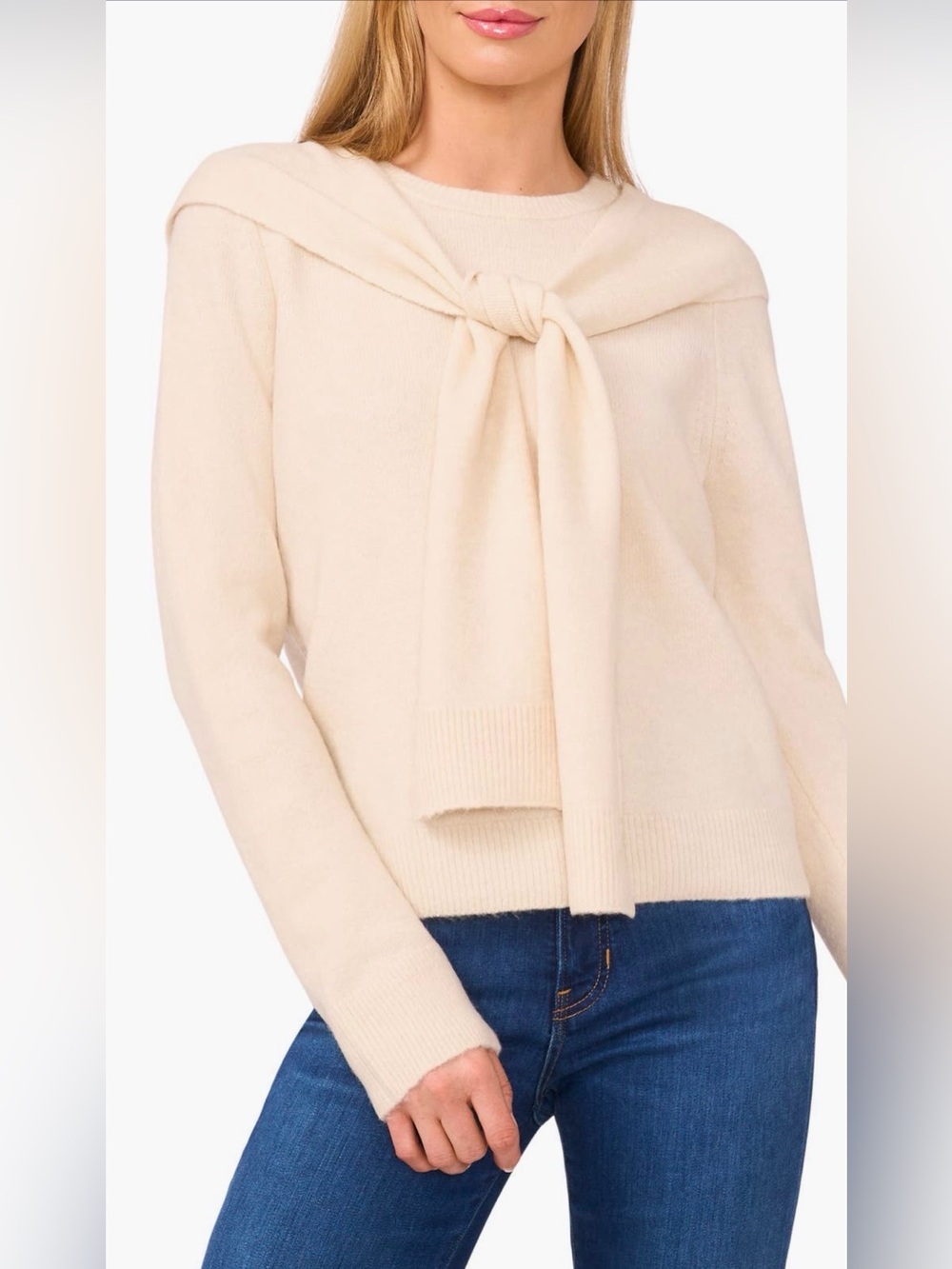 NEW…Halogen Shoulder Wrap Knit Sweater